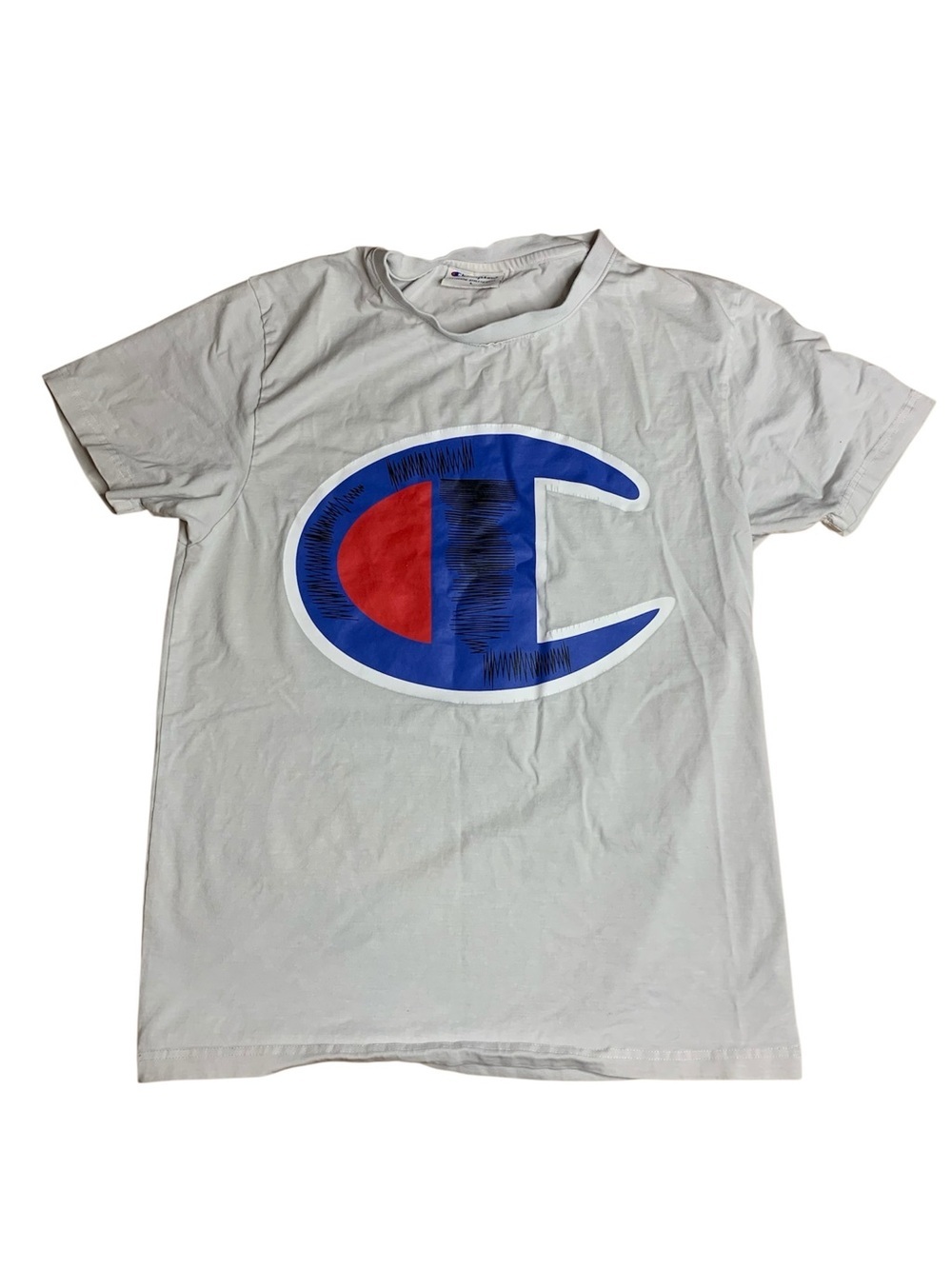Champion Big Logo Graphic Tee Light Grey Size Large